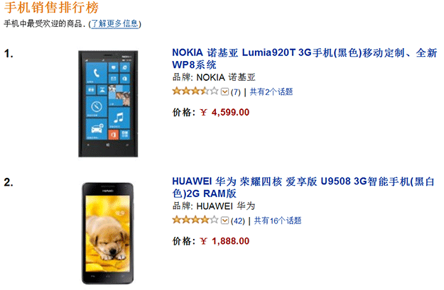China’s Nokia Lumia 920T Is The Best Selling Phone On Amazon